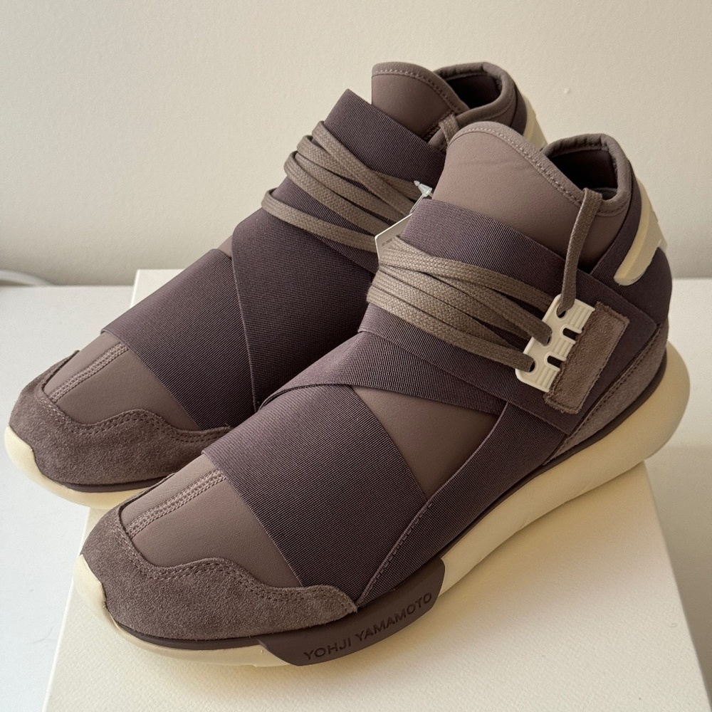 Size 9.5 - adidas Y-3 Qasa High Brown Cream White HQ3735 sneaker yohji yamamoto